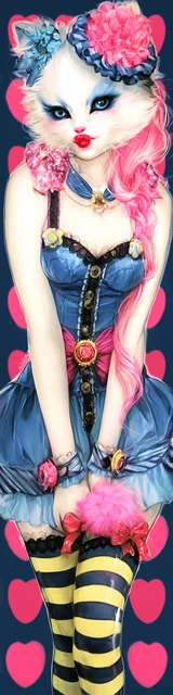 Free unique bookmark featuring a cat wearing a jean dress